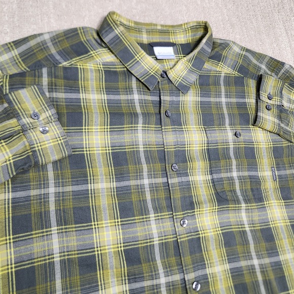 Columbia Guide Flannel Shirt Men XXL Lightweight Button Windowpane Plaid Hiking - Picture 1 of 8